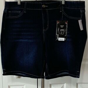 Love Indigo Women's Plus Size 18W Blue Chino Shorts Comfort Waist Casual Summer